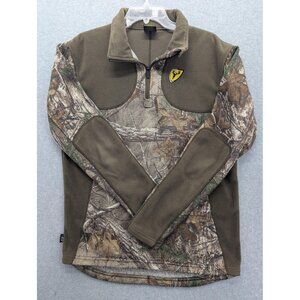 Scent Blocker Fleece Pullover Mens Medium Camo Quarter Zip Hunting S3 Green